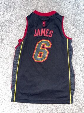 NBA Black LeBron James #6 Jersey with Red and Yellow Accents